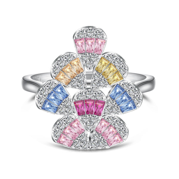 <ORIELL>Sparkling Colorful Water Drop Shape Daily Ring