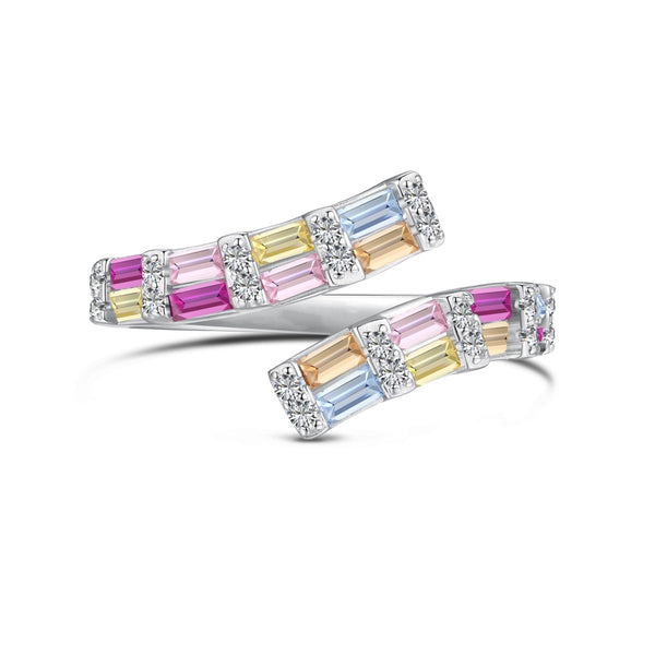 <ORIELL>Charming Colorful Radiant Cut Adjustable Daily Ring