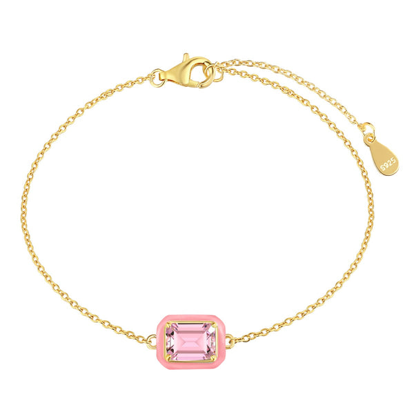 <ORIELL>2.0 Carat Sparkling Colorful Emerald Cut Daily Bracelet
