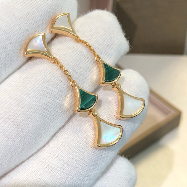 <ORIELL>DREAM EARRINGS 3 MOTIFS MALACHITE MOP PINK GOLD