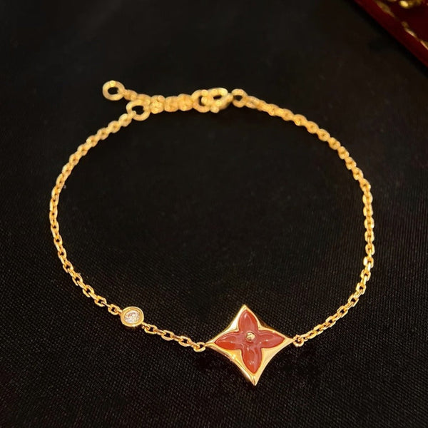 <ORIELL>COLOR STAR CARNELIAN PINK GOLD DIAMOND BRACELET
