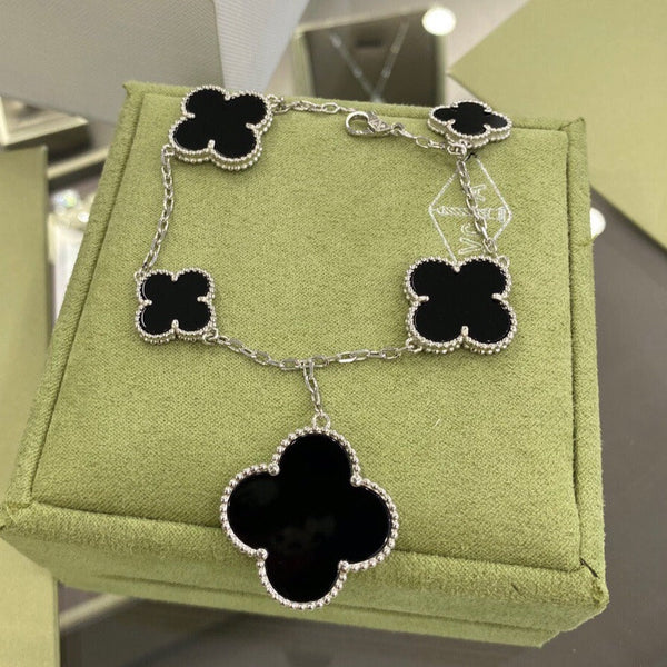 <ORIELL>CLOVER 5 MOTIFS ONYX BRACELET
