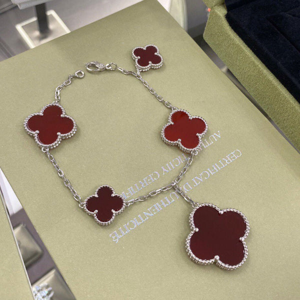<ORIELL>CLOVER 5 MOTIFS CARNELIAN BRACELET