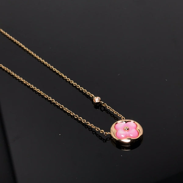 <ORIELL>COLOR BLOSSOM PINK MOP SUN GOLD NECKLACE