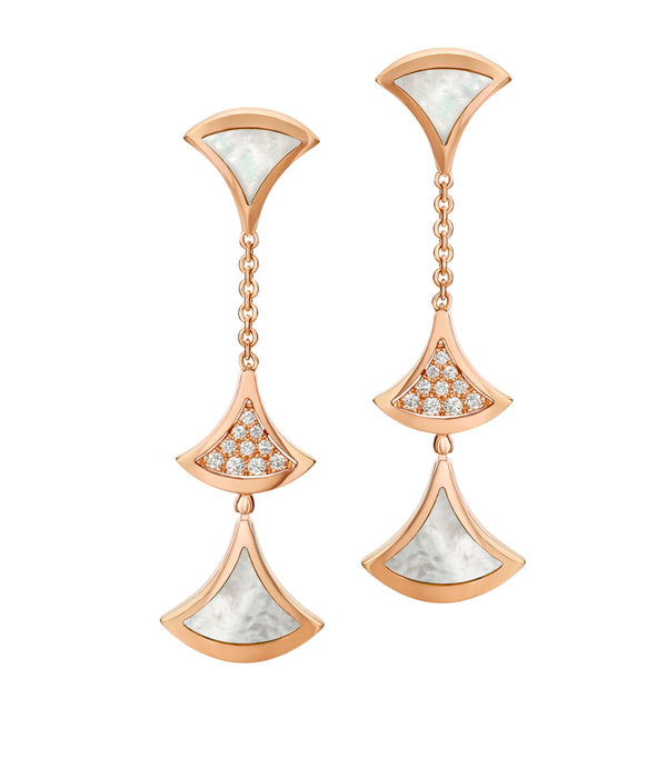 <ORIELL>DREAM EARRINGS 3 MOTIFS DIAMOND MOP PINK GOLD