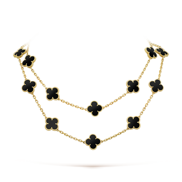 <ORIELL>CLOVER 20 MOTIFS ONYX NECKLACE