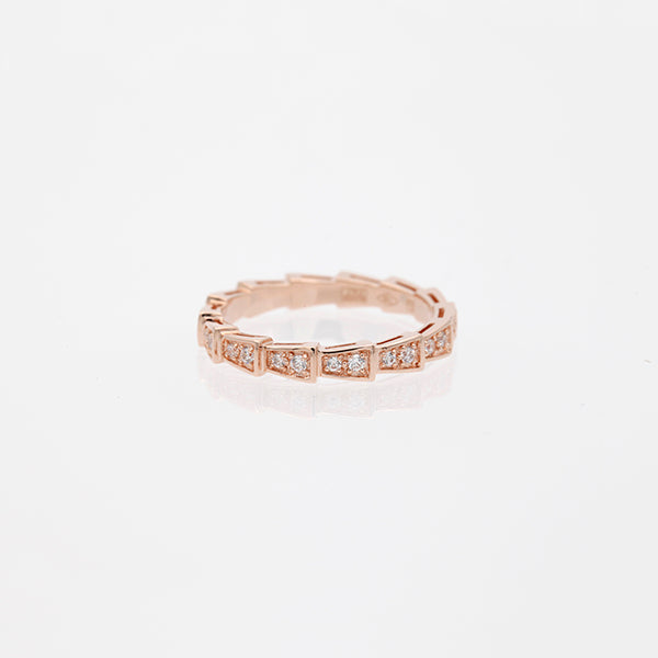 <ORIELL>SERPENTI RING PINK GOLD DIAMOND PAVED 3MM