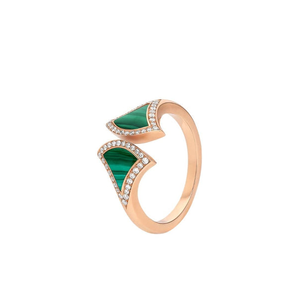 <ORIELL>DREAM MALACHITE DIAMOND OPEN RING