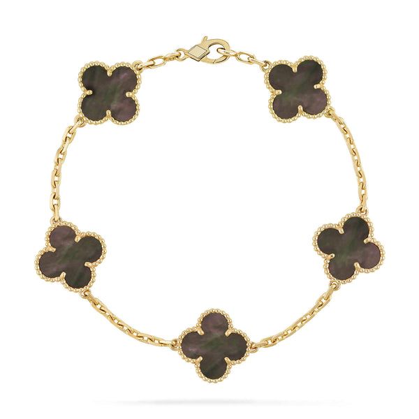 <ORIELL>CLOVER 5 MOTIF GRAY MOP  BRACELET