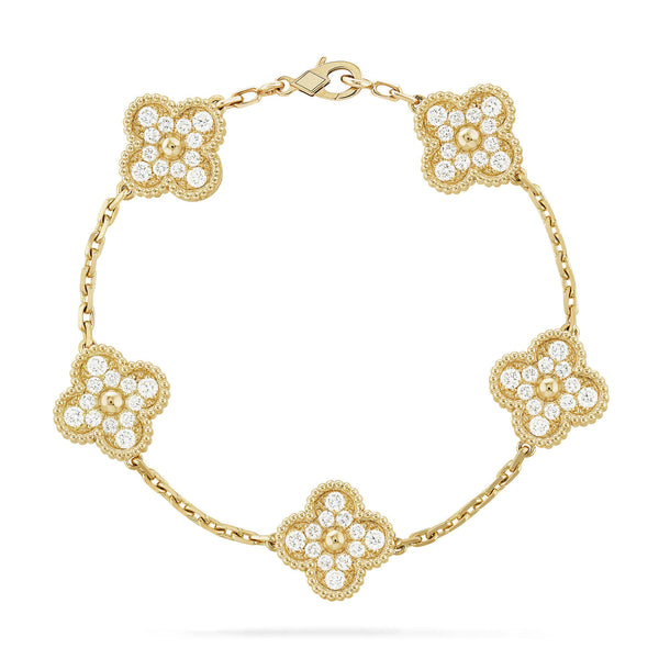 <ORIELL>CLOVER 5 MOTIFS  FULL DIAMOND BRACELET