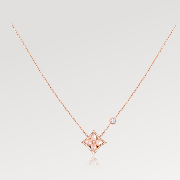 <ORIELL>STAR PINK MOP 1 DIAMOND PINK GOLD NECKLACE