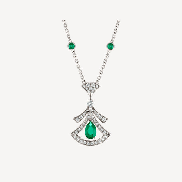 <ORIELL>DREAM NECKLACE MALACHITE DIAMOND SILVER