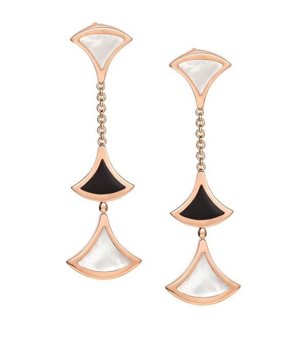 <ORIELL>DREAM EARRINGS 3 MOTIFS ONYX MOP PINK GOLD