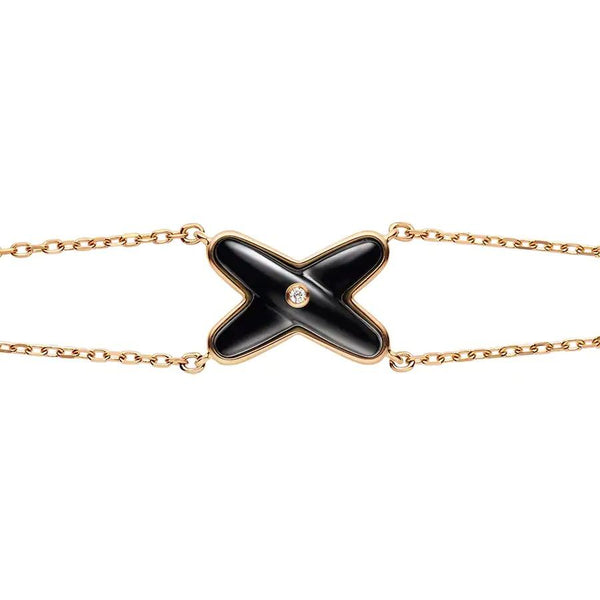 <ORIELL>JEUX BRACELET ONYX PINK GOLD 1 DIAMOND