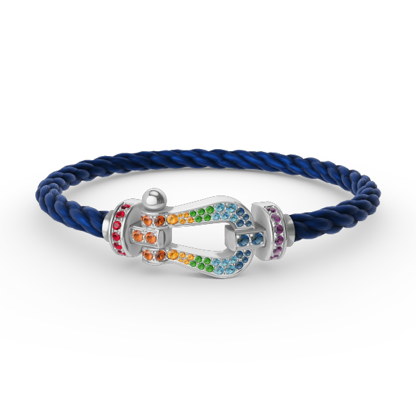 <ORIELL>FORC LARGE HORSESHOE  COLORED DIAMOND BRACELET SILVER
