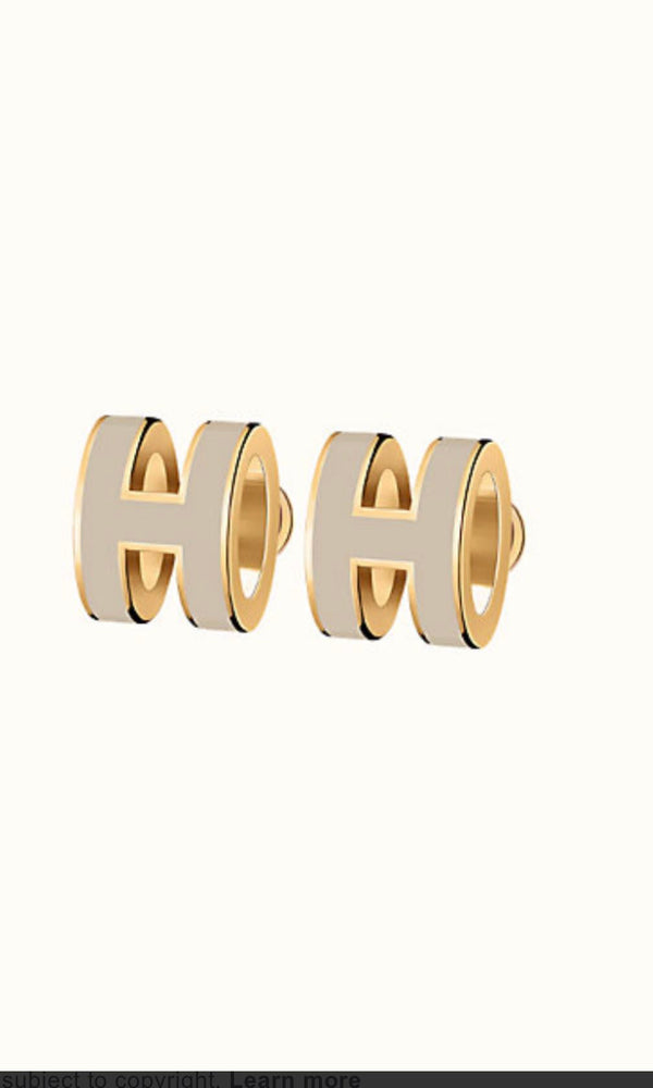 <ORIELL>MINI POP H GOLD EARRINGS GREY