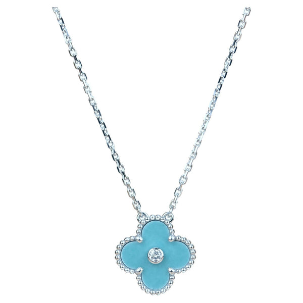 <ORIELL>CLOVER 15MM DIAMOND SVRES PORCELAIN  NECKLACE SILVER