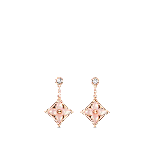 <ORIELL>DOUBLE STAR PINK GOLD MOP DROP EARRINGS