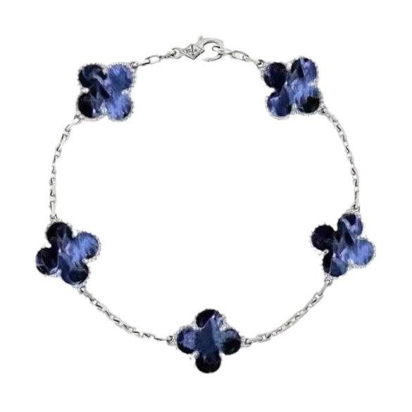 <ORIELL>CLOVER 5 MOTIF PIETERSITE SILVER BRACELET